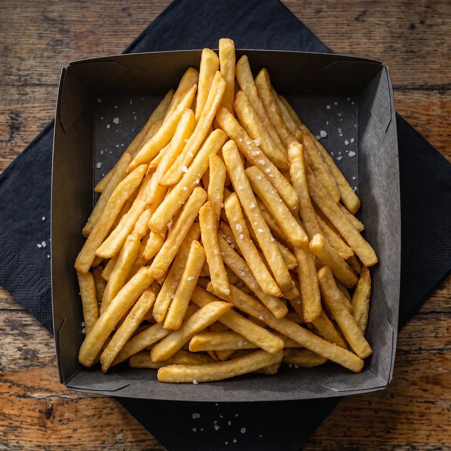 A tray of hot salted chips